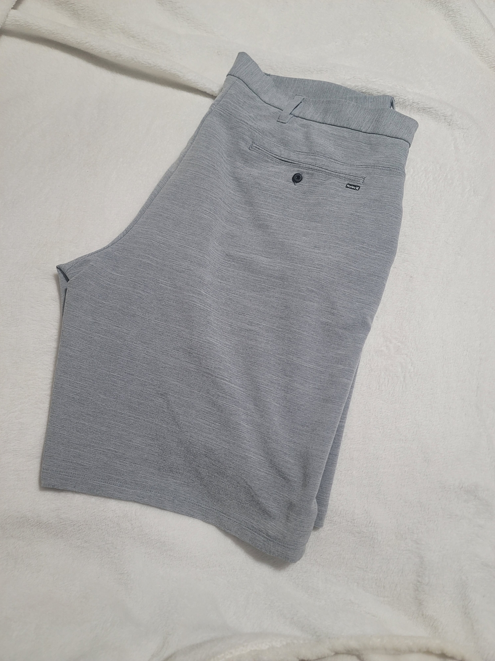 Hurley Light Gray Flat Front Performance Shorts Sz 38 Cotton Blend